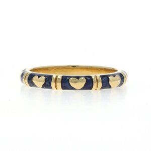 Hidalgo Heart Eternity Band - Yellow Gold 18k Love Blue Enamel SZ 6 1/2 Ring